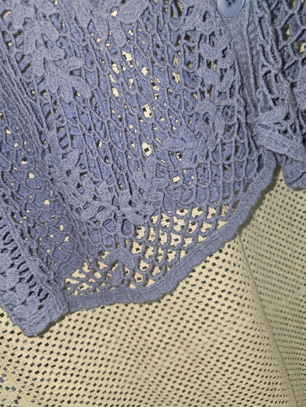 North Style Blue Crochet Sweater Top Vest Short Sleeve 2X - Picture 2 of 8